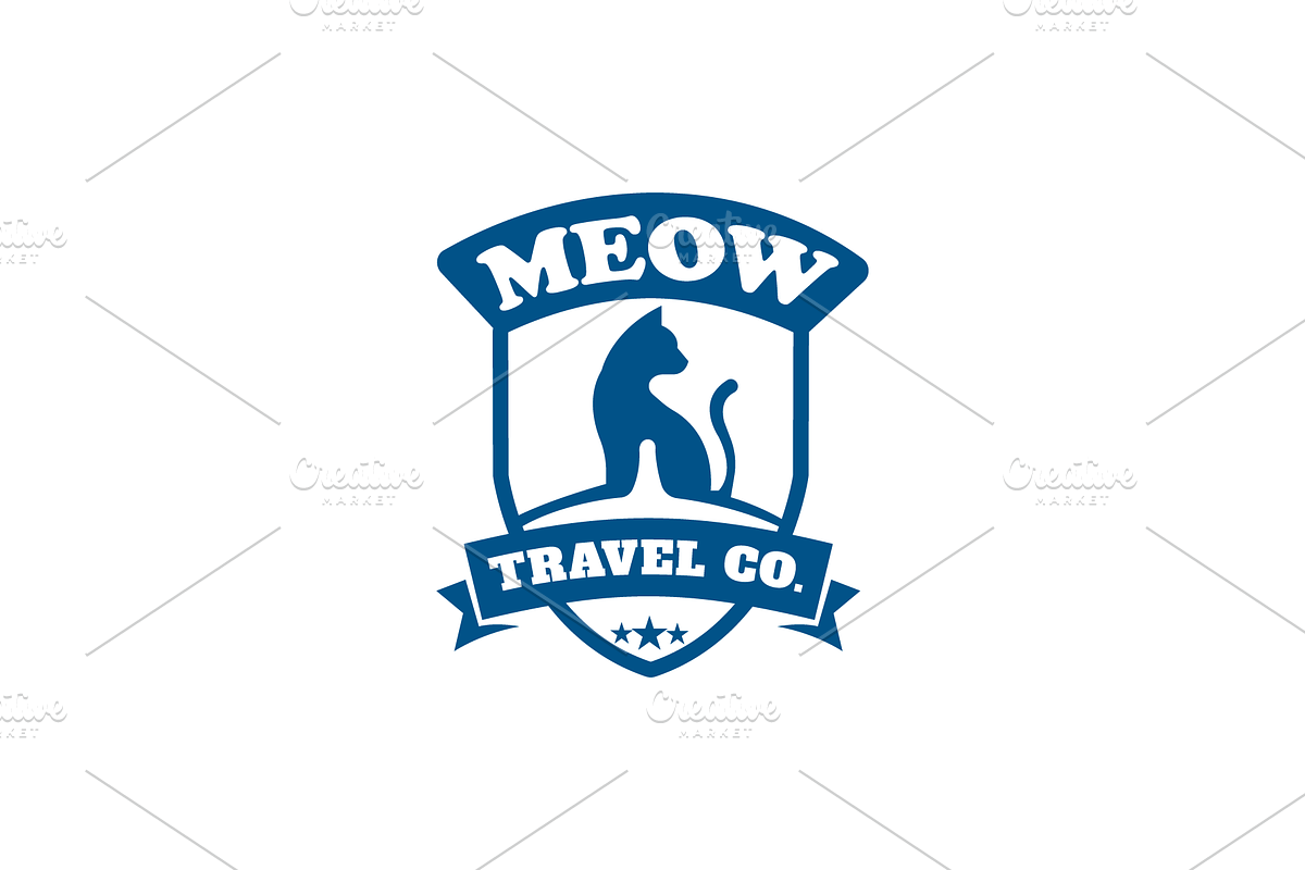 Meow Travel Company Cat Logo Design, a Branding & Logo Template by Griffin Designs (Photo 1 of 7)