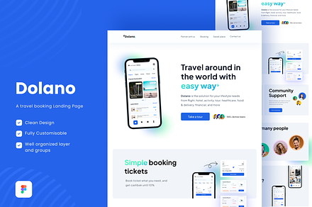 Travel Booking landing page - Dolano, a Landing Page Template by Eureka Supply