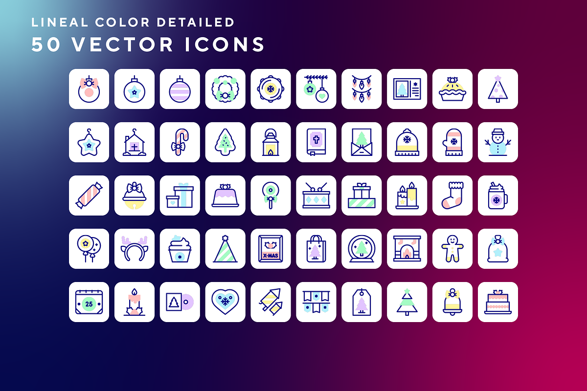 Christmas decoration icons, an Outline Icon by Wencory (Photo 1 of 2)