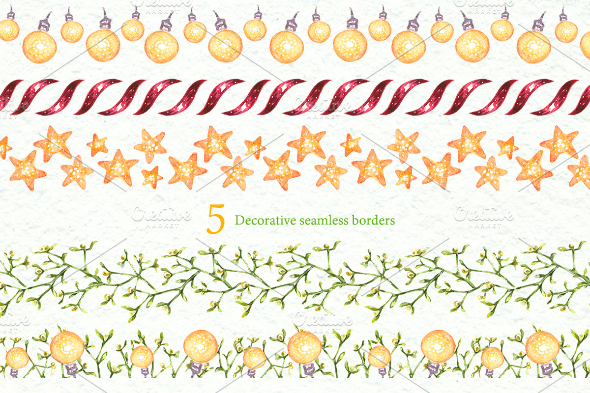 Christmas Mistletoe Watercolor Set, a Decorative Illustration by AnnieDove (Photo 9 of 9)