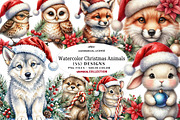Watercolor Christmas Animals, a Seasonal Illustration by CreationArt (Thumbnail 1 of 7)