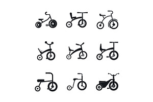 Tricycle Bicycle Bike Wheel Icons