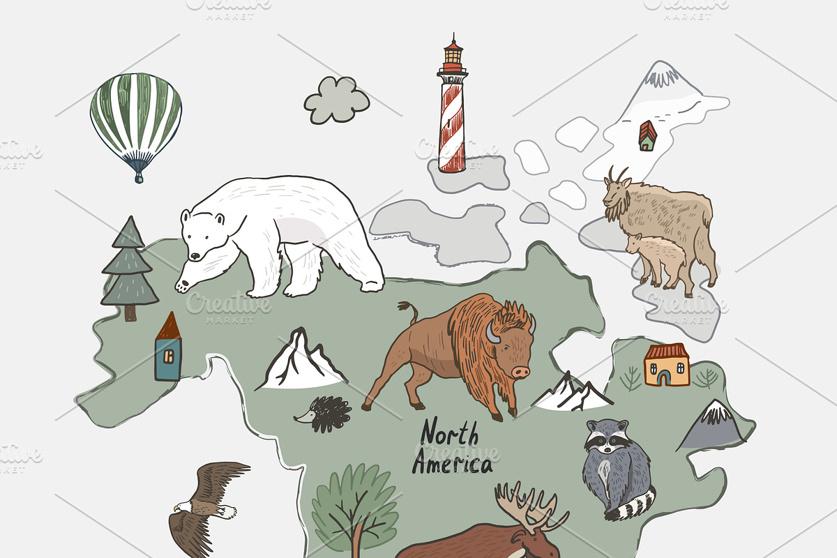 Animals World Map, an Animal Illustration by GooseFrol (Photo 12 of 28)
