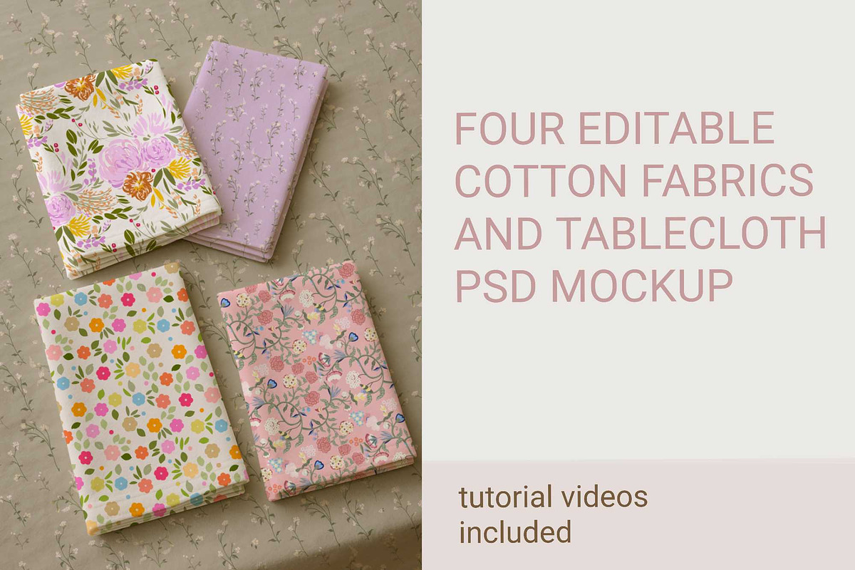 Four Fabrics,Tablecloth psd mockup, a Merchandise Mockup by jenartstudio (Photo 1 of 2)