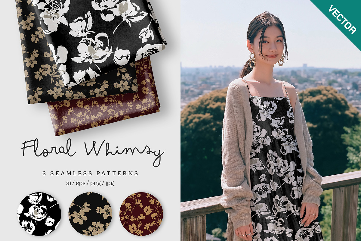 Floral whimsy seamless pattern set, a Pattern Graphic by Momosama Studio (Photo 1 of 5)