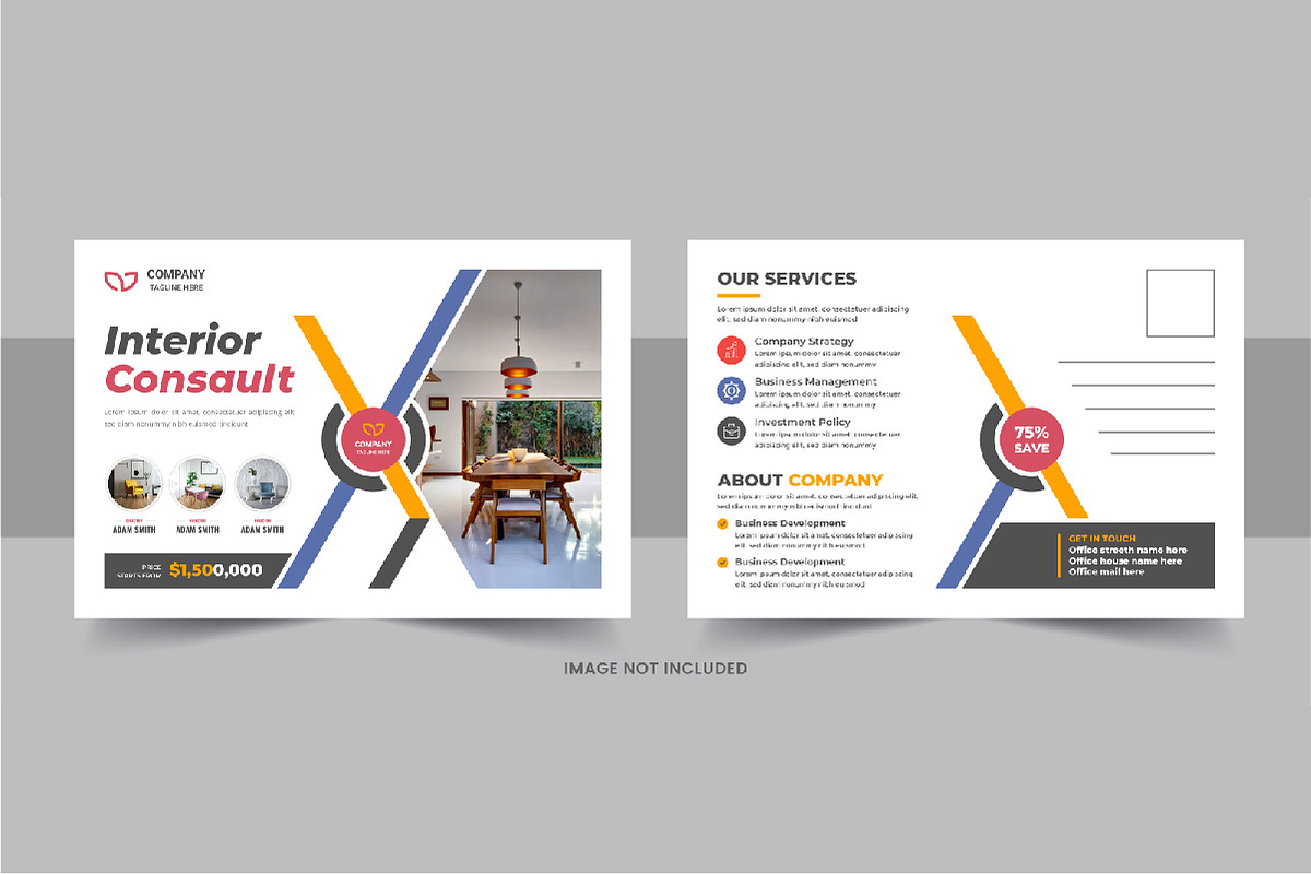 Interior design eddm postcard bundle, a Card Template by Pavel_design (Photo 3 of 11)