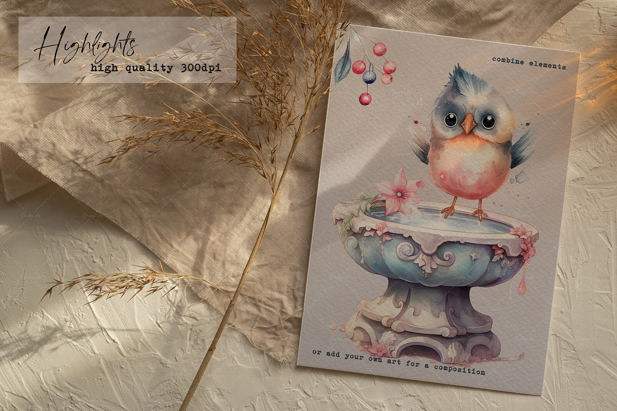 Cute Watercolor Bird | Bird's Nest, an Illustration by Dazzling Art Boutique (Photo 6 of 11)