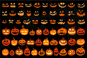 Jack o Lantern and evil faces set