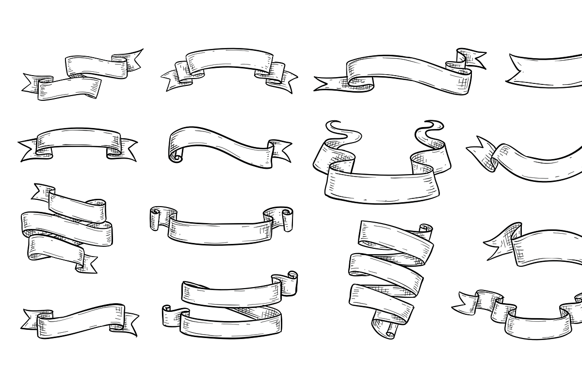 ribbons handdrawn collection, an Object Graphic by nikagraphic
