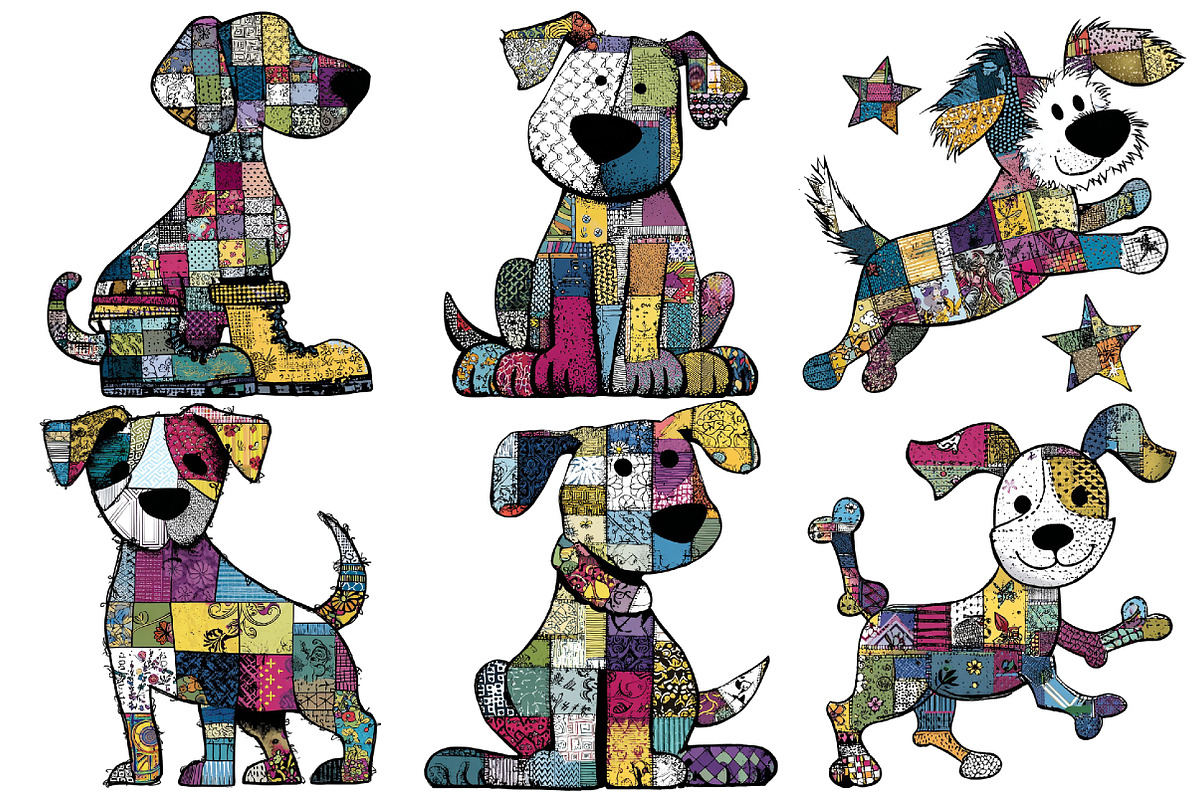 Colorful Patchwork Dog Clipart, an Illustration by Pixels.Craft (Photo 6 of 6)