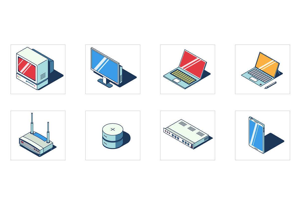 Isometric Tech icons, an Icon by Selektor
