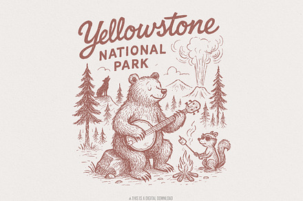 Yellowstone National Park PNG, an Illustration by SharpMarketplace