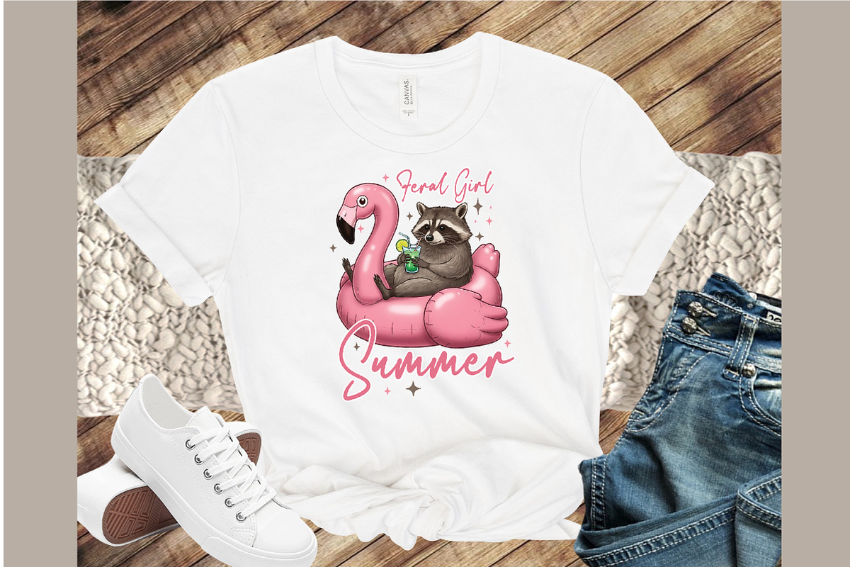 Feral Girl Summer Raccoon Png, an Illustration by Sublimation Artist (Photo 4 of 6)