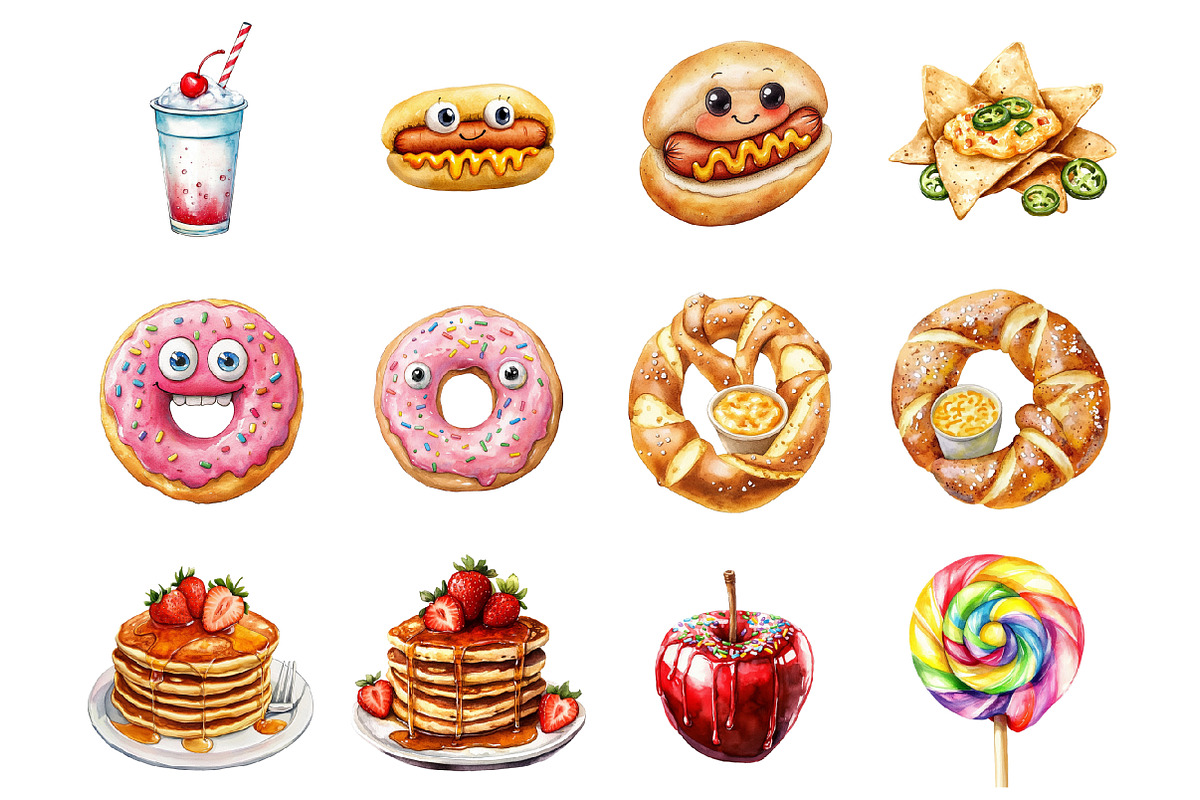 Junk Food Watercolor Clipart, a Graphic by CitraGraphics (Photo 3 of 4)