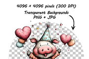 Funny Birthday Pig Clipart Cartoon, a Graphic by one-touch (Thumbnail 11 of 15)