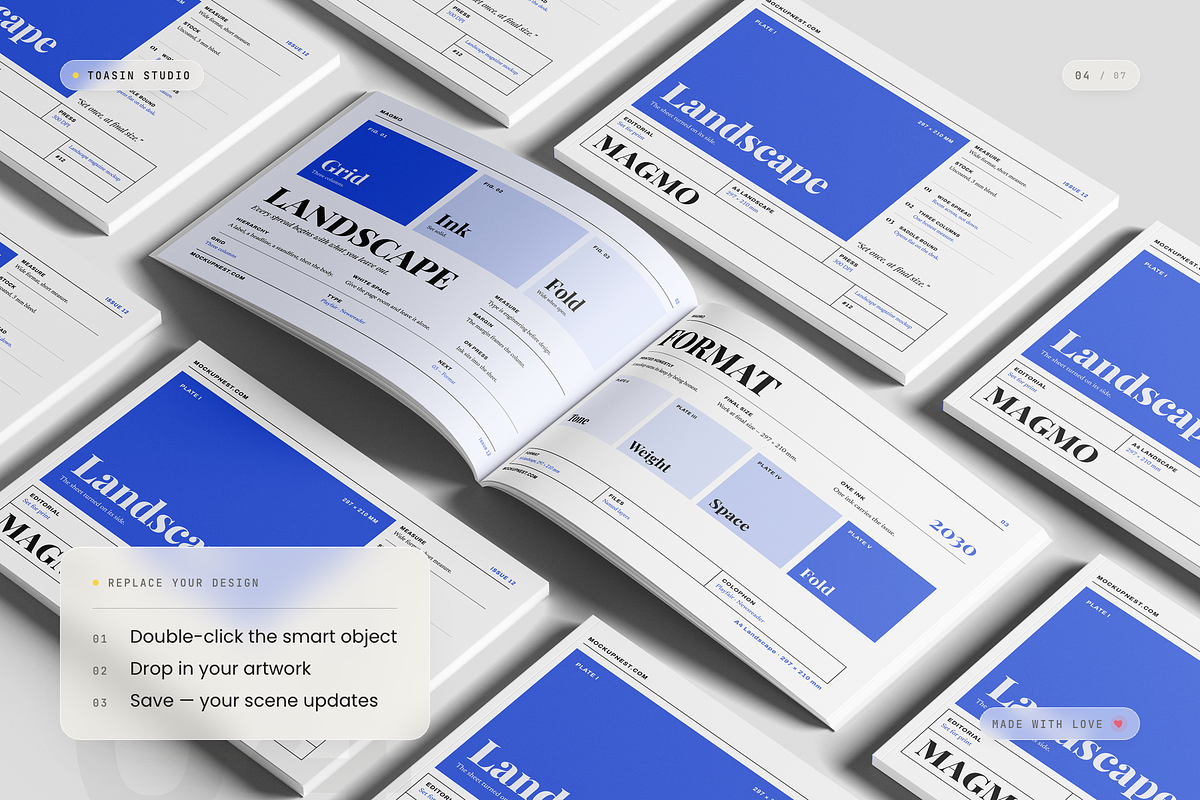 A4 Landscape Magazine Mockup, a Books & Magazine Mockup by Toasin Studio (Photo 4 of 7)