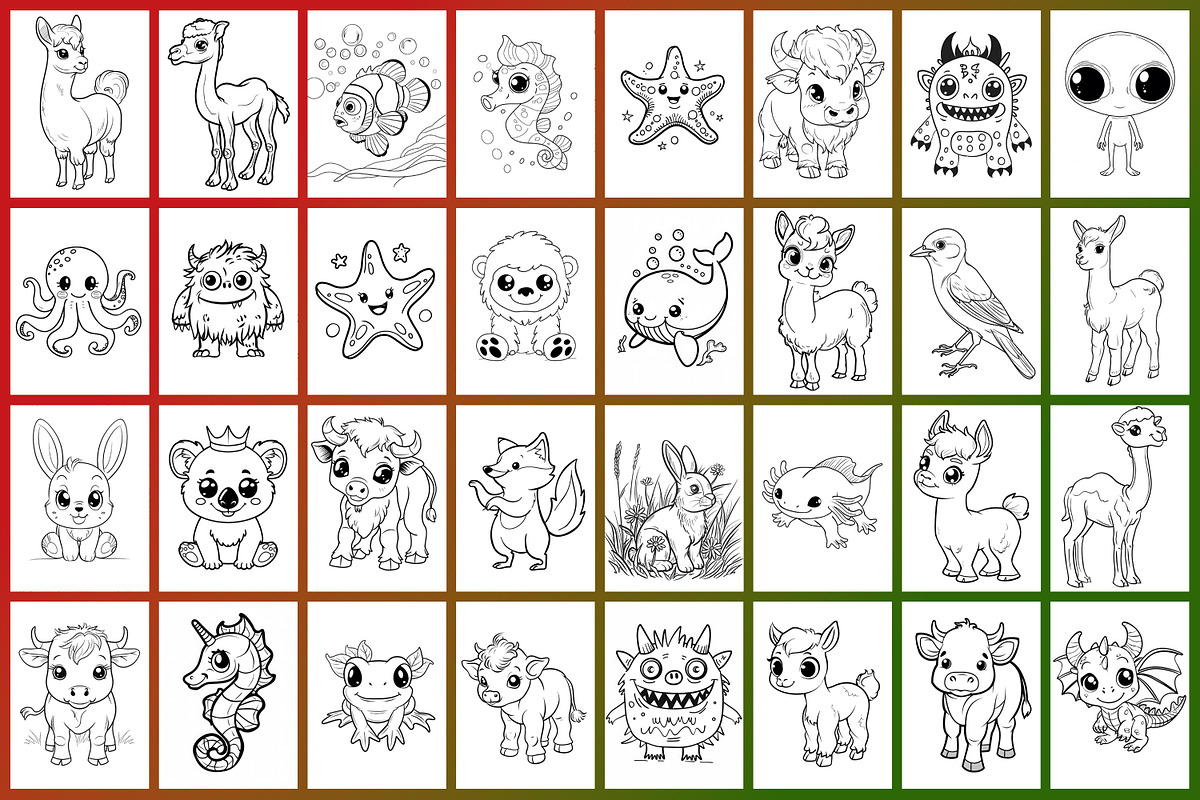 Cute Animals Coloring Page, a Graphic by Forhadx5 (Photo 4 of 12)