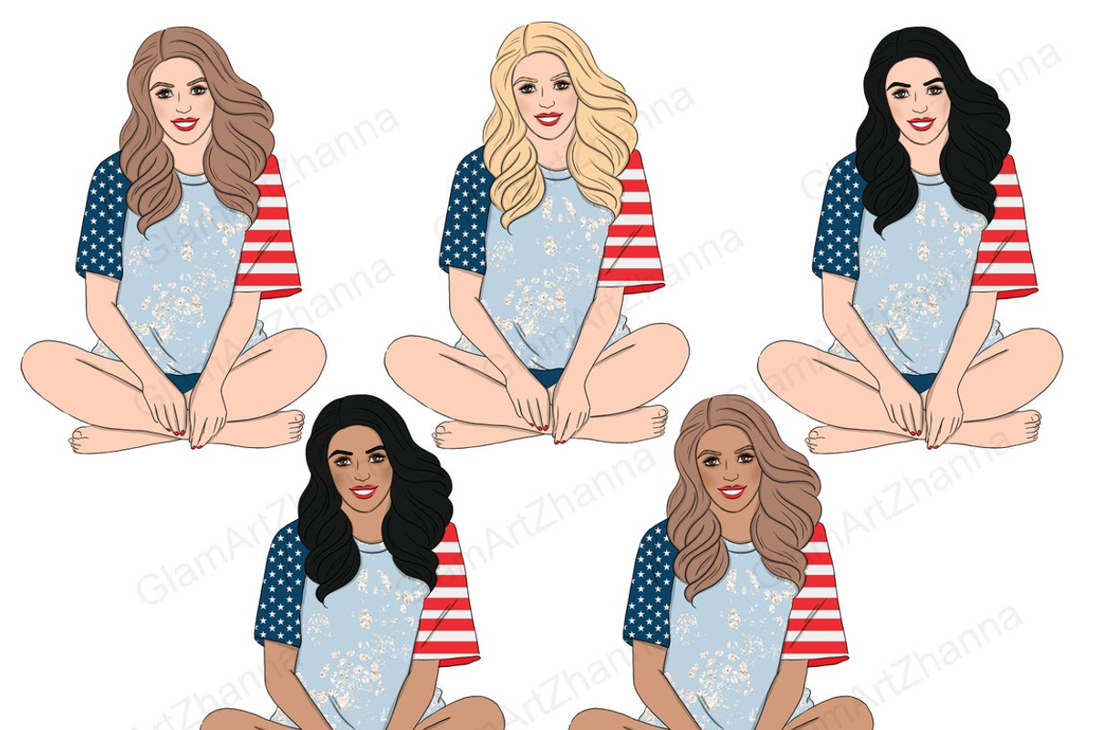 4th of July Girls Clipart, a Person Illustration by GlamArtZhanna (Photo 3 of 4)