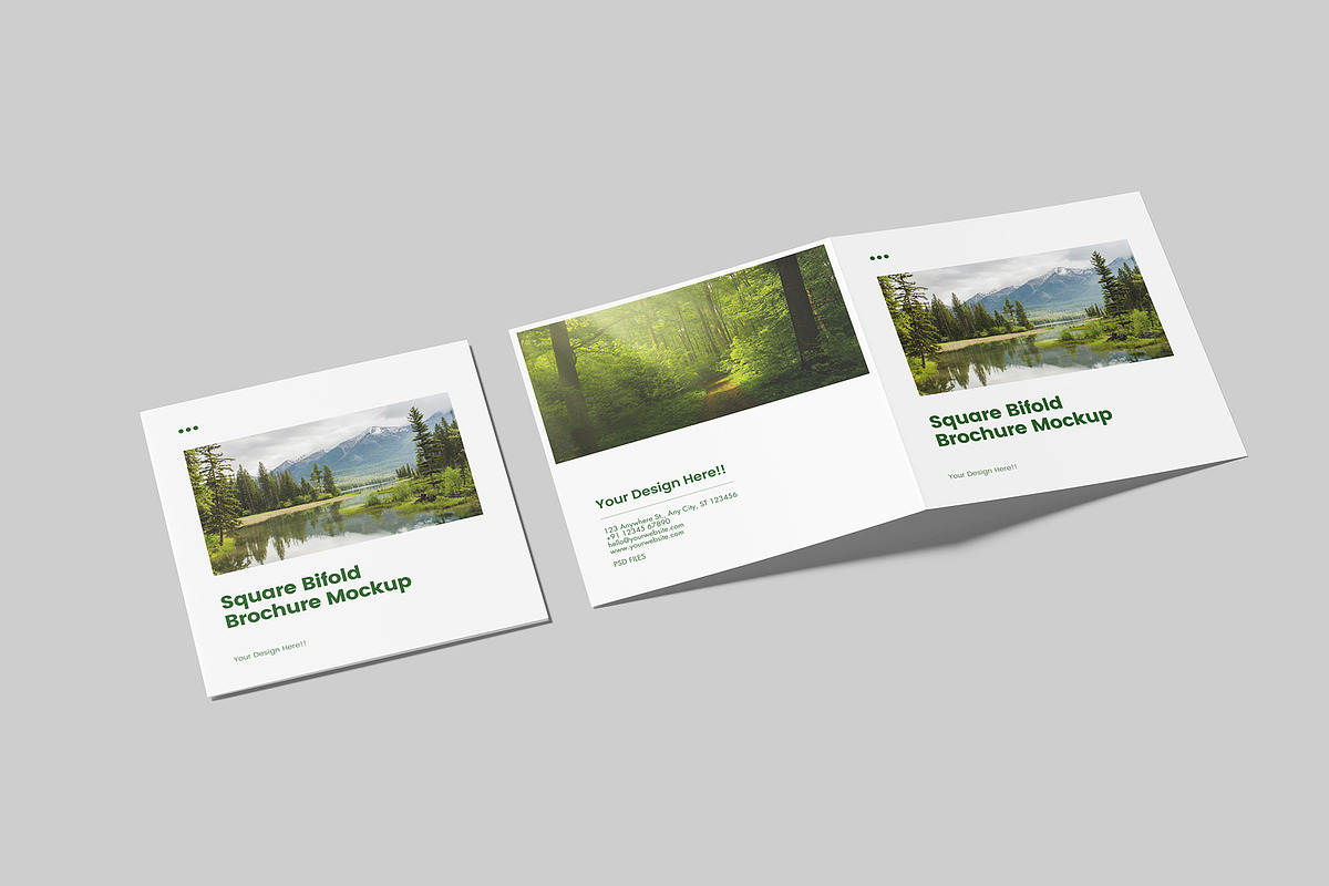 Square Bifold Brochure Mockup, a Books & Magazine Mockup by Graphiculon (Photo 9 of 11)