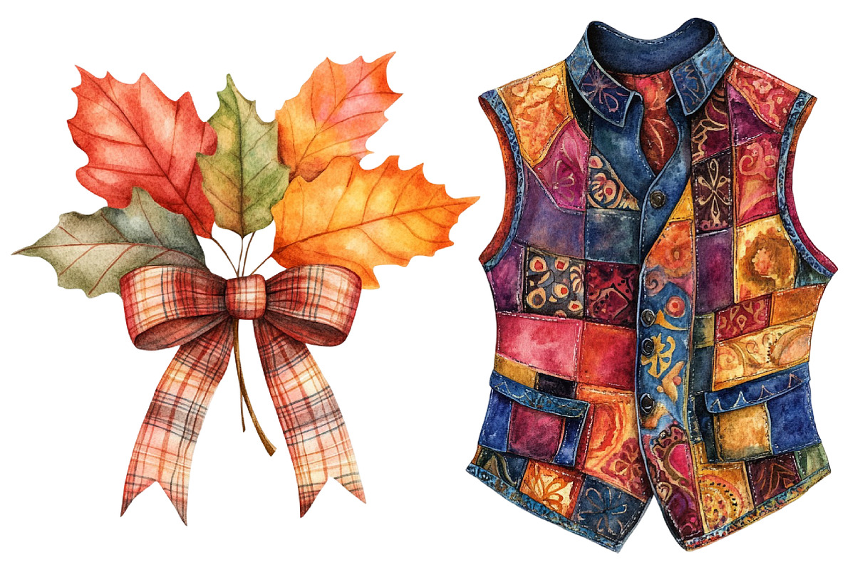 Watercolor Autumn Academia Clipart, a Seasonal Illustration by CitraGraphics (Photo 4 of 6)