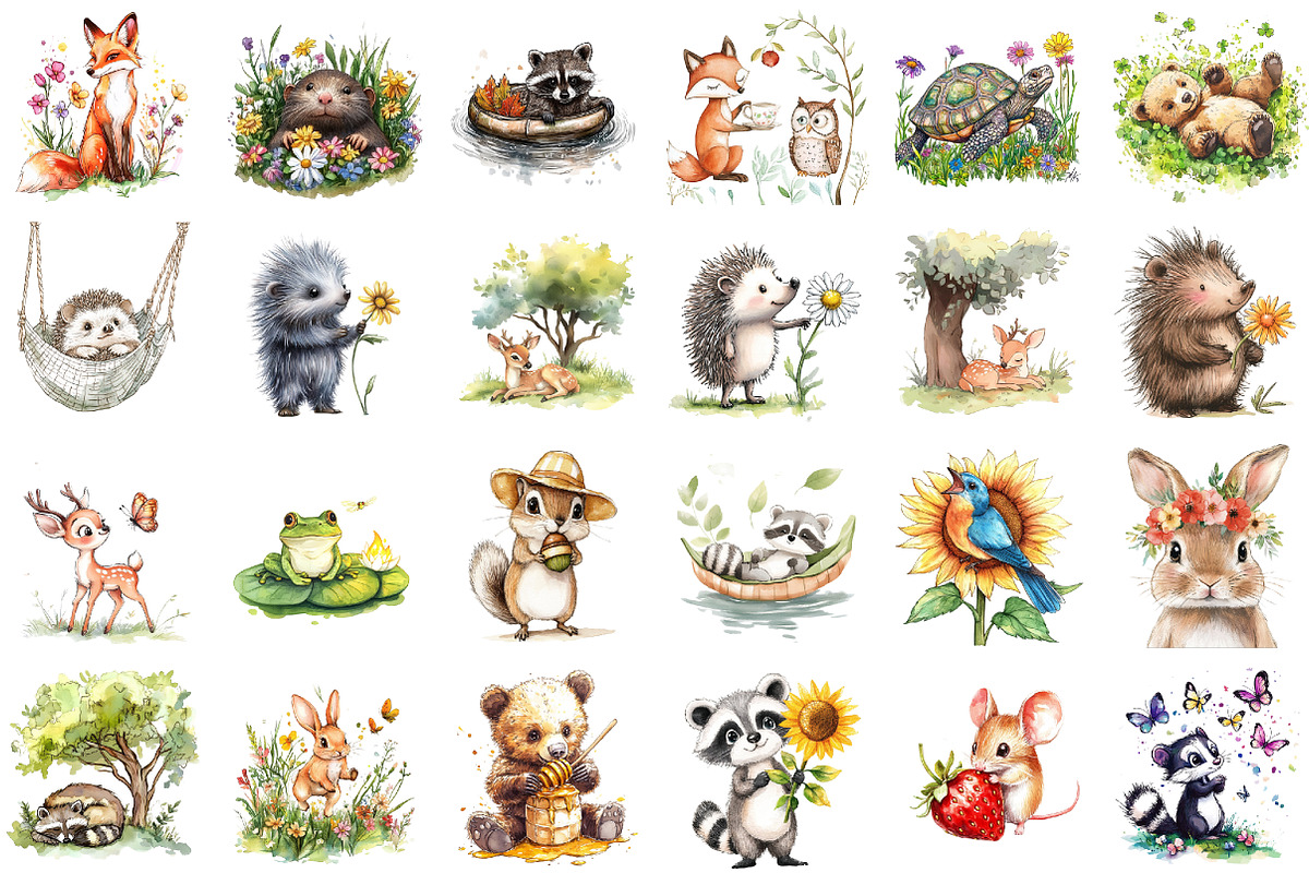 Woodland Summer Animals Clipart, an Illustration by Sublimation Artist (Photo 2 of 6)