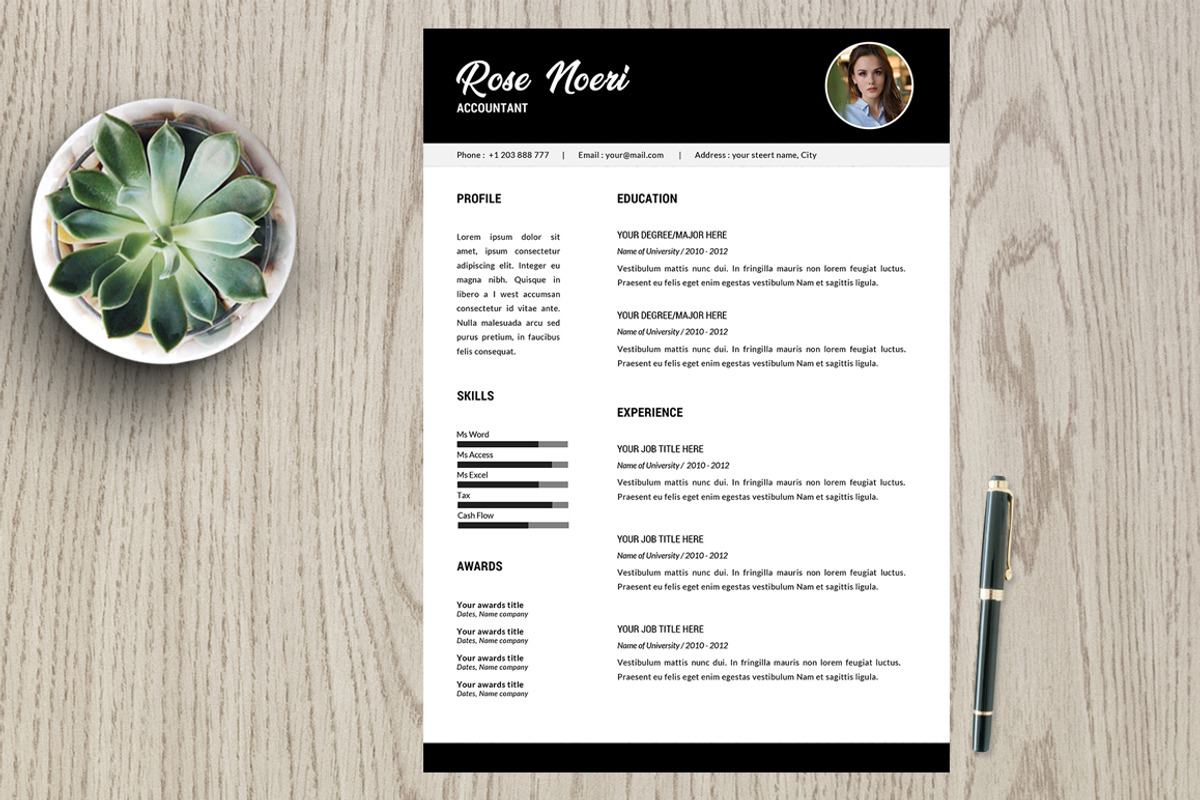 Resume Template 2 page pack | Rose, a Resume Template by Kayytechin Shop (Photo 4 of 6)