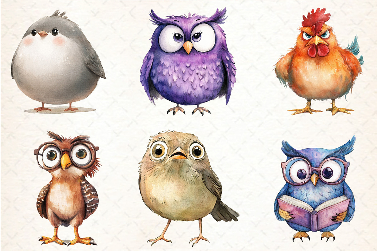 Funny Cartoon Birds Clipart, an Illustration by DreamCafeArt (Photo 3 of 6)