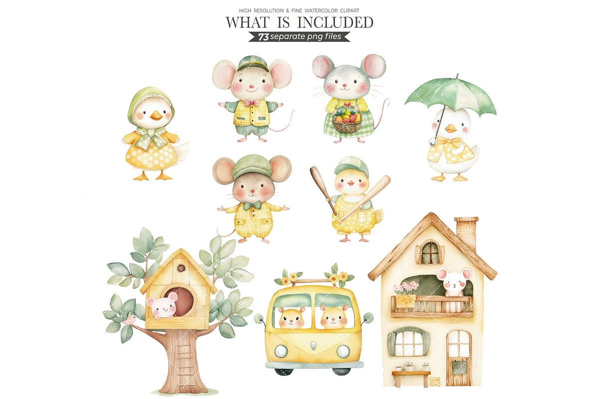 Mouse Clipart Watercolor PNG, an Animal Illustration by CharmClipart (Photo 5 of 8)
