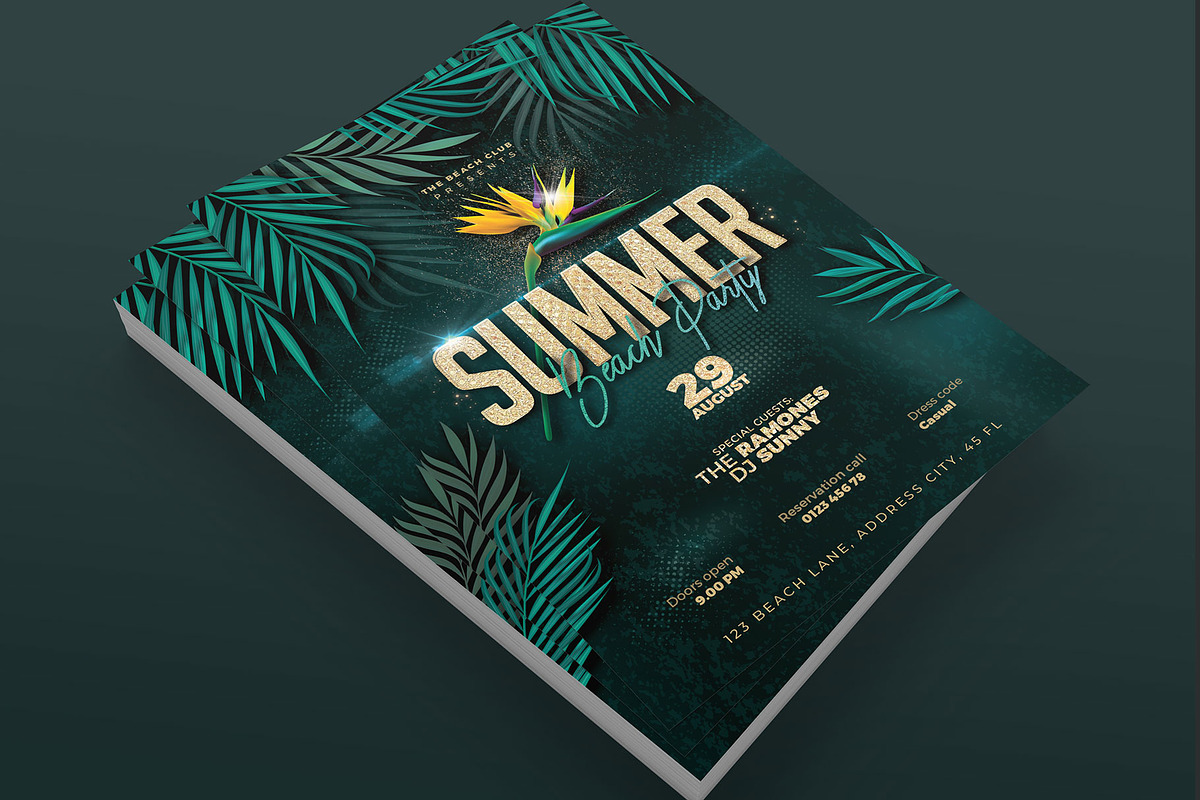 Summer Beach Party, a Flyer Template by Corrella Design (Photo 2 of 3)