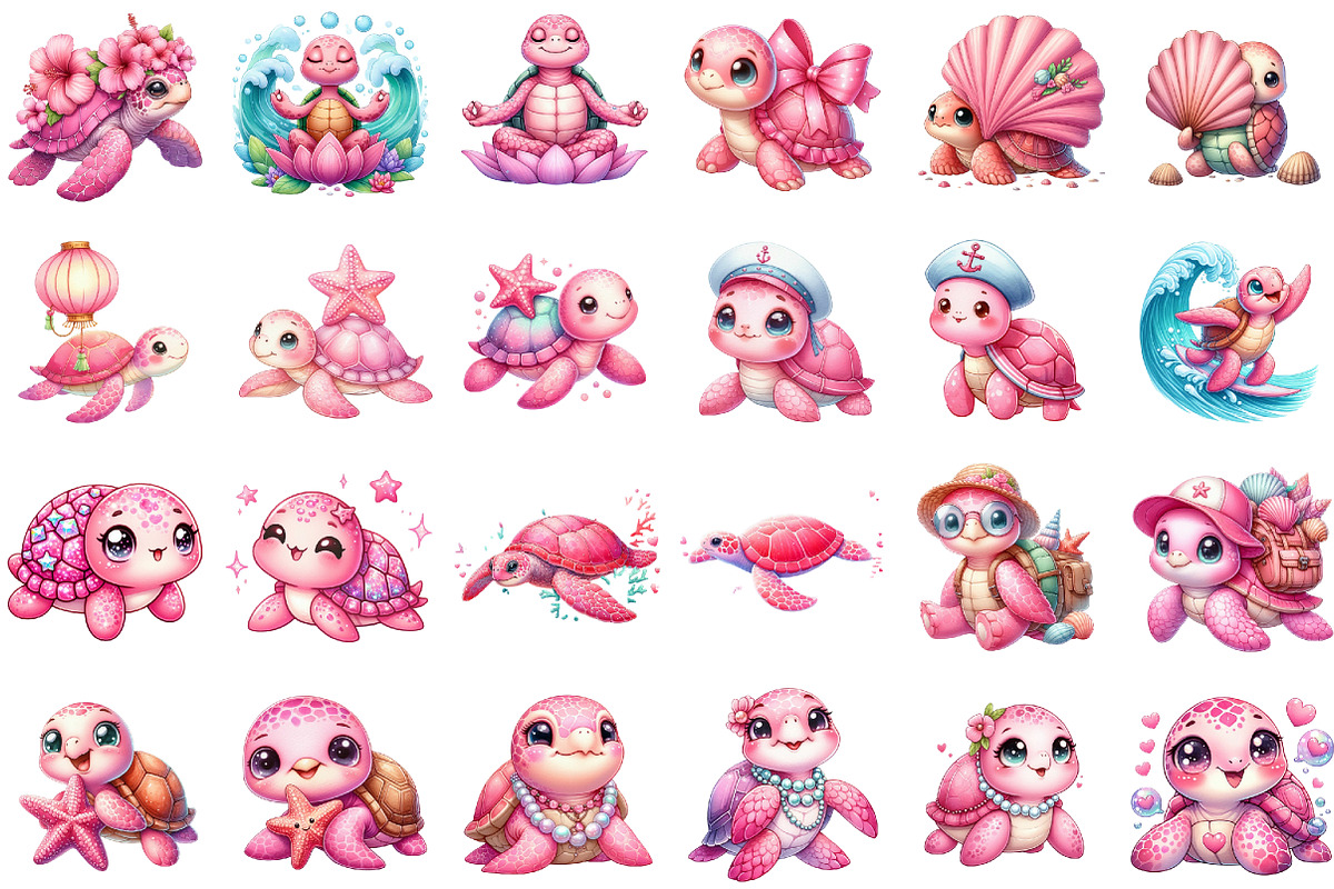 Pink Sea Turtle Clipart, an Illustration by Sublimation Artist (Photo 2 of 6)