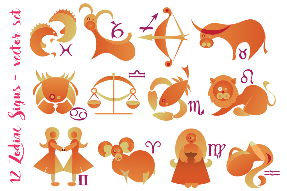 Zodiac signs set, an Icon by ariadna de raadt