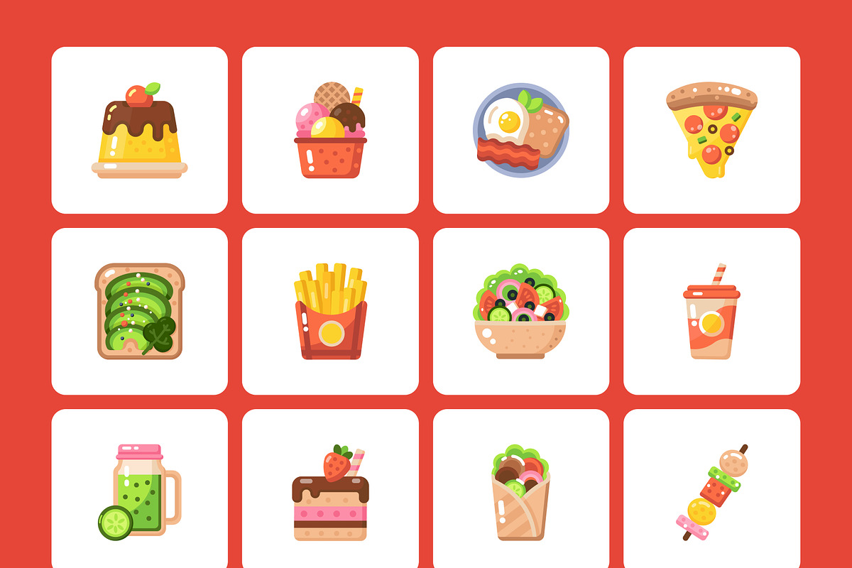 100 Food Flat Icons, an Emoji Icon by Prosymbols (Photo 9 of 11)