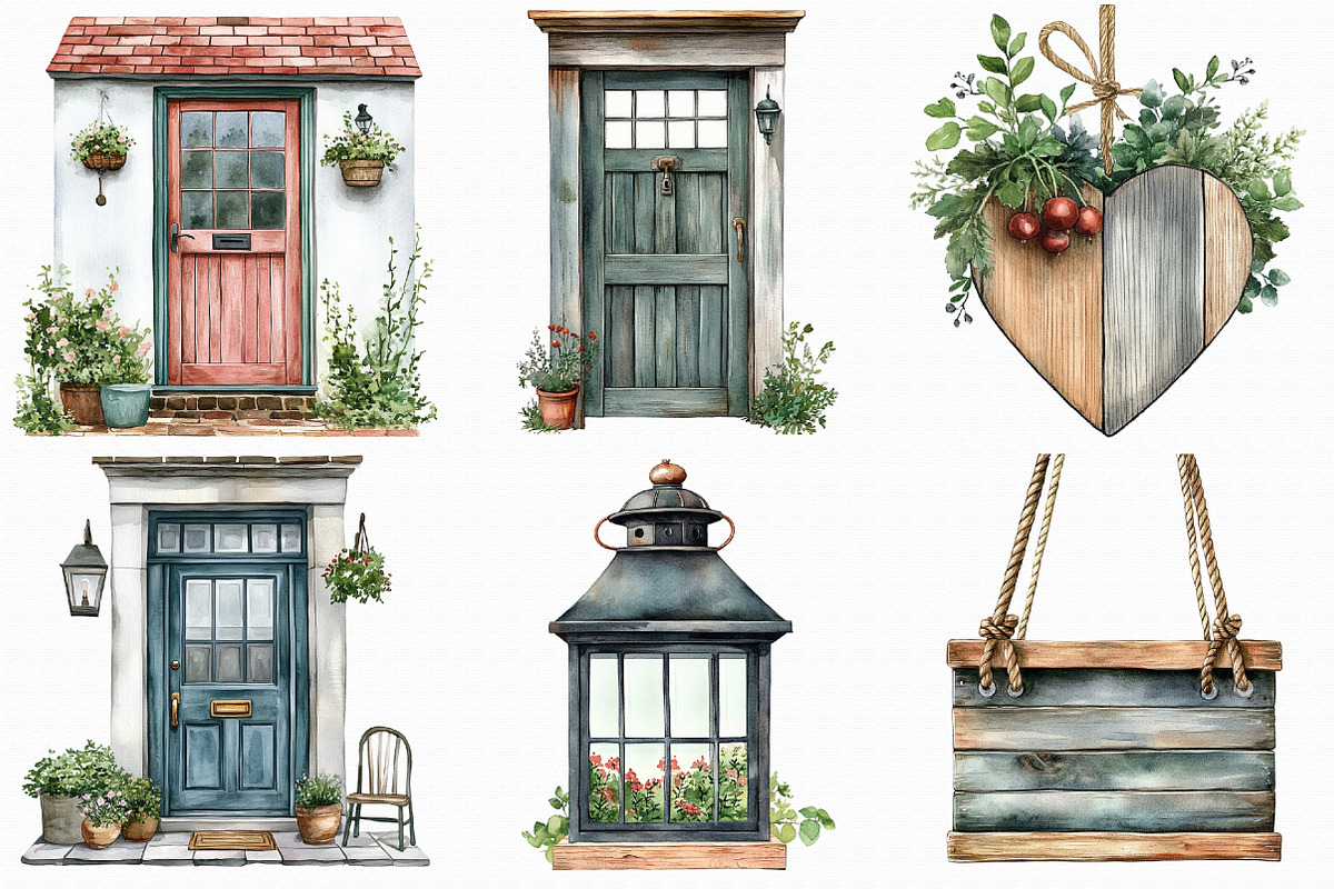 Watercolor Spring Door Clipart, an Illustration by Libby Wishes (Photo 2 of 7)