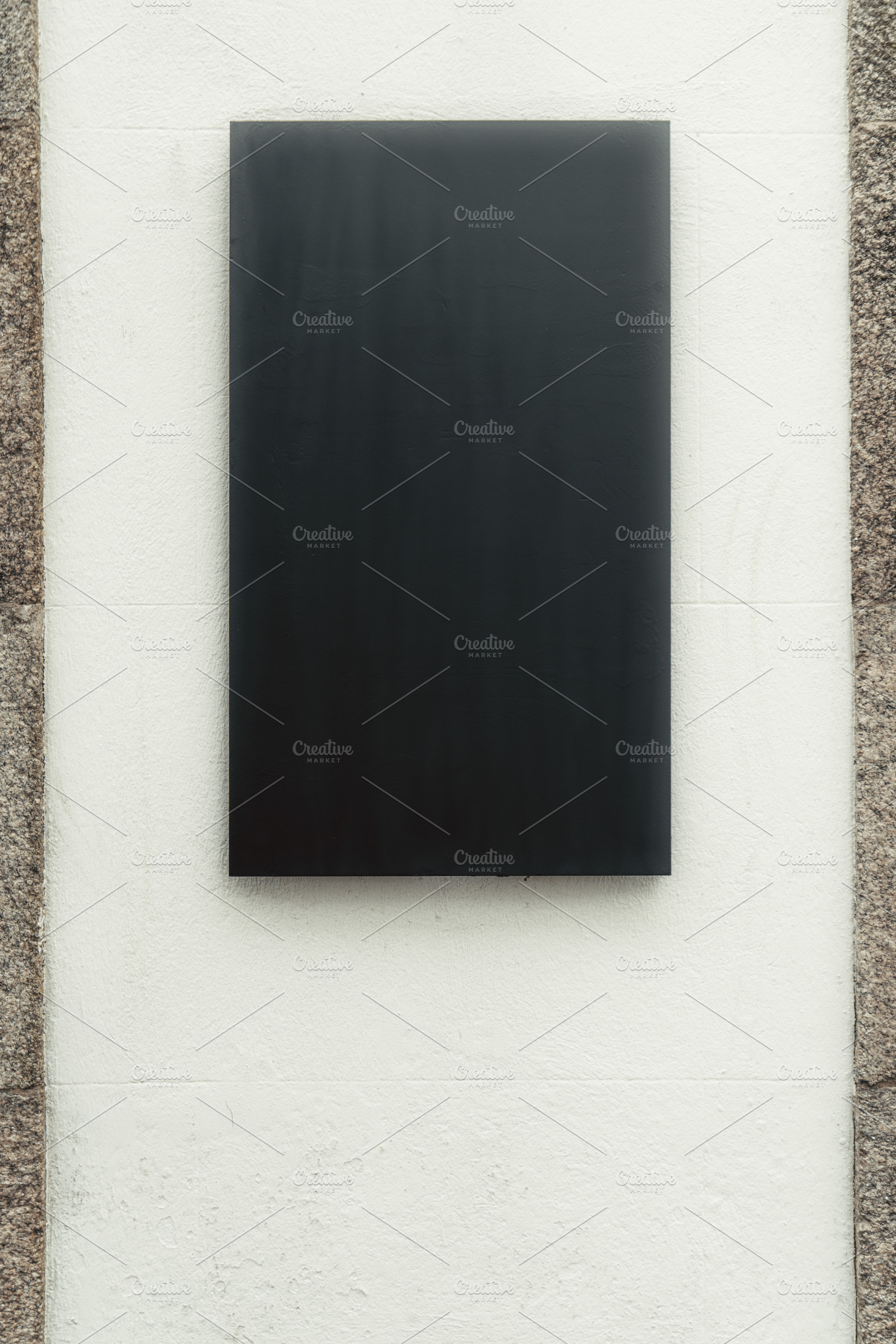 Blank black metal sign wall mock-up, an Architecture Photo by SkyNext