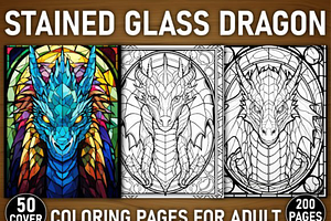 200+ Stained Glass Dragon Book, an Animal Illustration by Ink Gallery