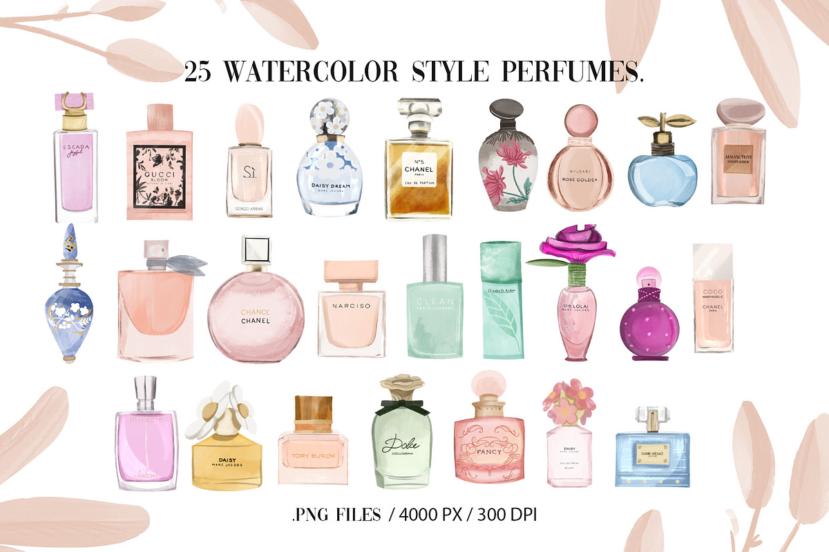 Elixir 25 watercolor style perfumes, an Illustration by Cocoa studio by Eliza M (Photo 2 of 6)