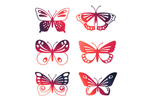 Set Of Color Vector Butterflies