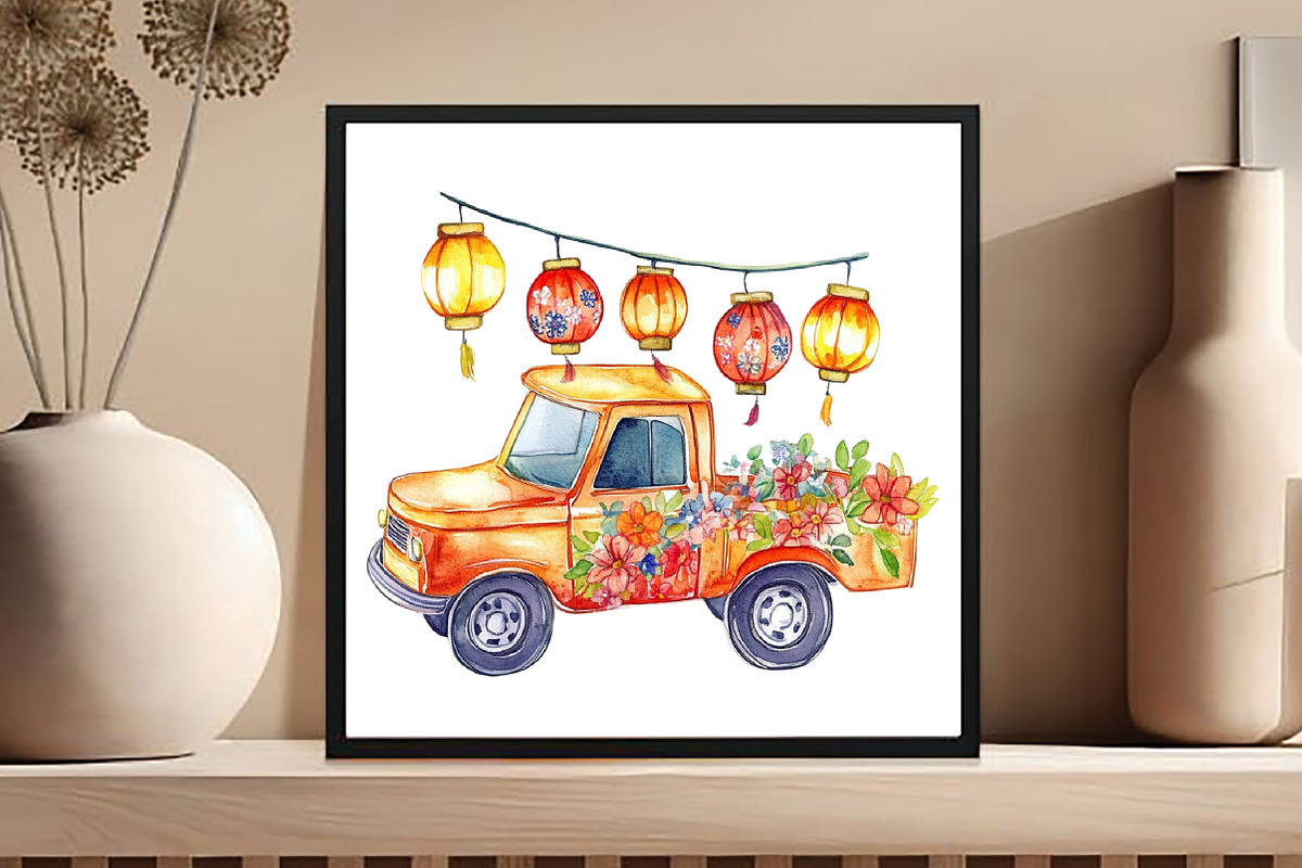watercolor Truck 4th of july, an Illustration by DreamCafeArt (Photo 4 of 5)