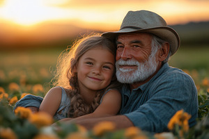 Warm sunset moment shared between a, a Photo by Tanuart