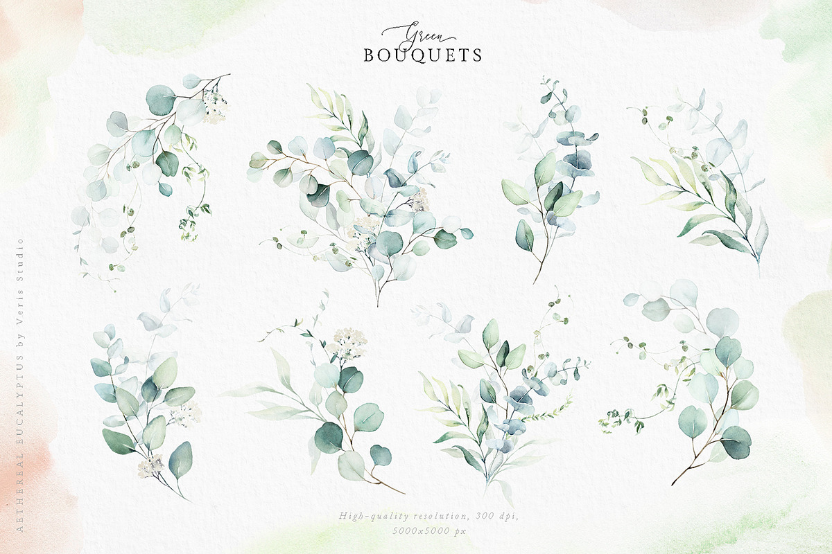 Watercolor Eucalyptus Green Floral, a Decorative Illustration by Veris Studio (Photo 2 of 25)