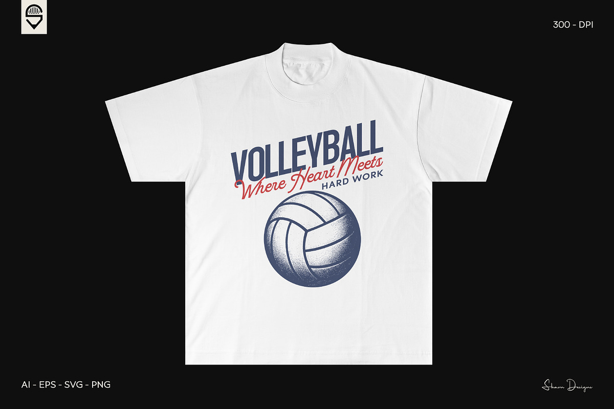 Volleyball T-Shirt Design Bundle, a Sport Illustration by shaondesigns (Photo 5 of 6)