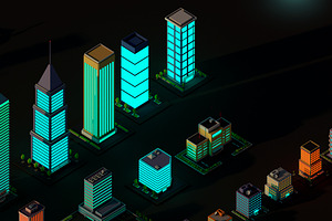 Cartoon Low Poly Night City Pack