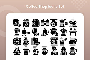 Coffee Shop Icons Set - Glyph