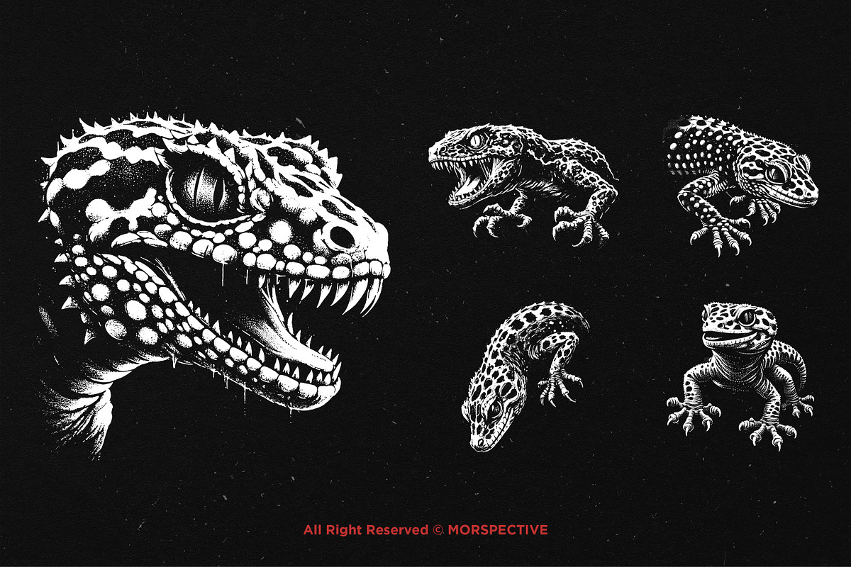 10 Bundle Dark Art Death Gecko Anger, an Illustration by Morspective (Photo 3 of 7)
