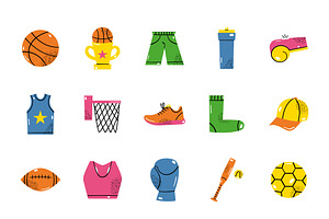 Sports Doodle Illustration Set, a Templates & Theme by studiogstock