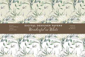 Watercolor Floral Greenery Patterns