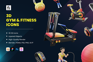 3D Gym & Fitness Icons