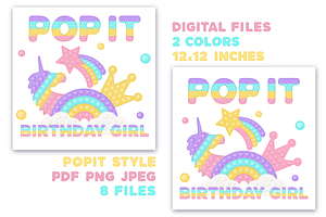 Pop It Birthday Girl Sublimation PNG