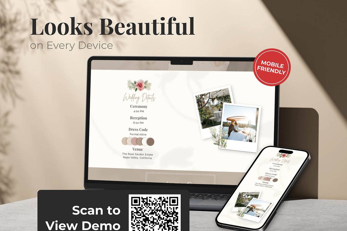Beige Wedding Website Invitation, a Landing Page Template by Everyday Perfection (Photo 5 of 13)