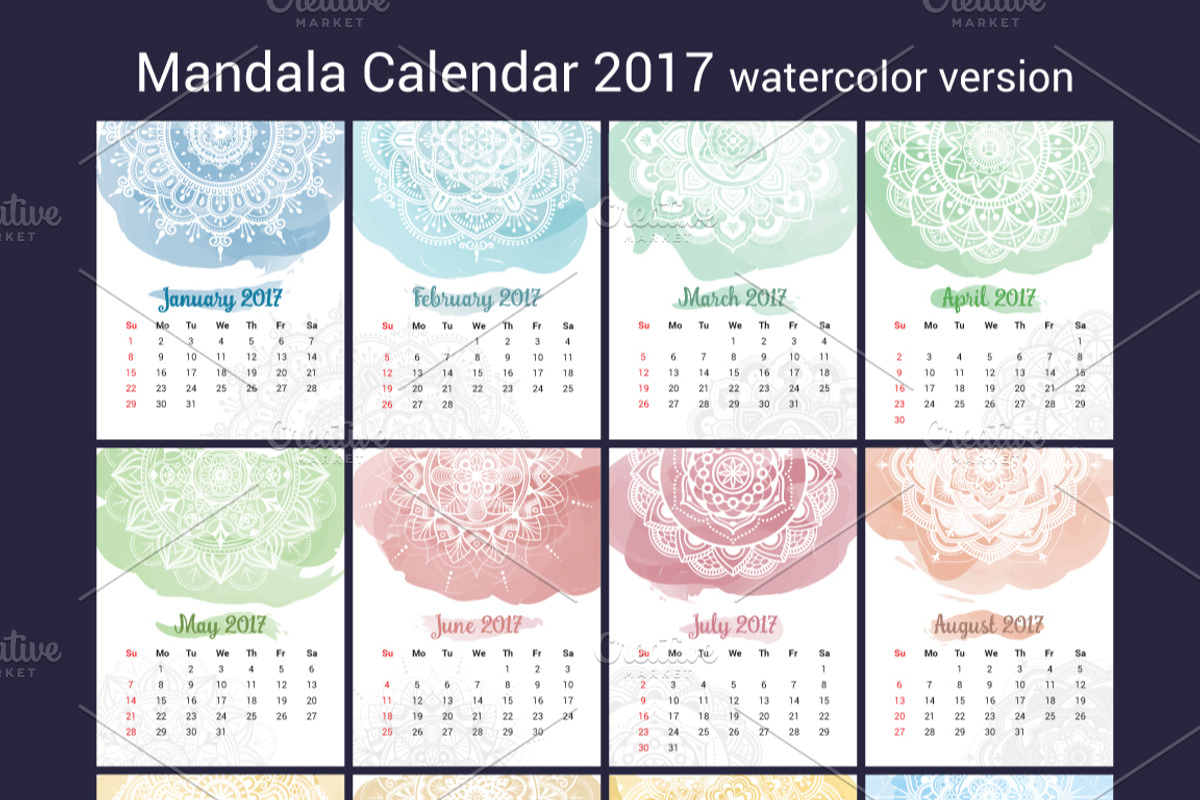 Mandala Desk Calendar 2017, a Poster Template by Raftel (Photo 4 of 4)